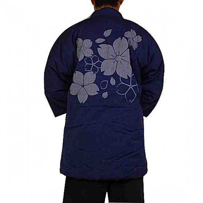 Hanten Sakura bleu marine hiver "Made in Japan"  