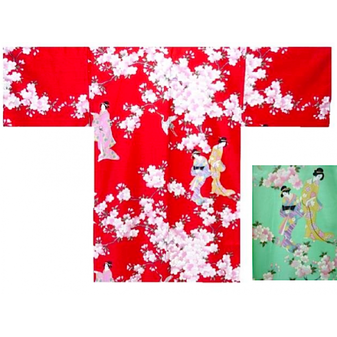 Hanten Sakura Tachisugata coton satin femme  "Made in Japan"  