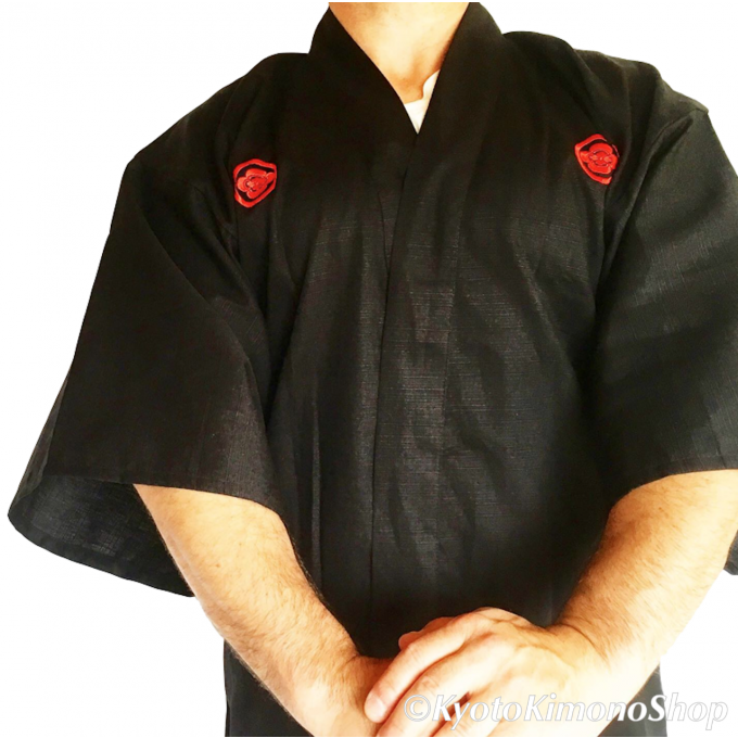 Happi coat samourai coton noir homme "Made in Japan" 