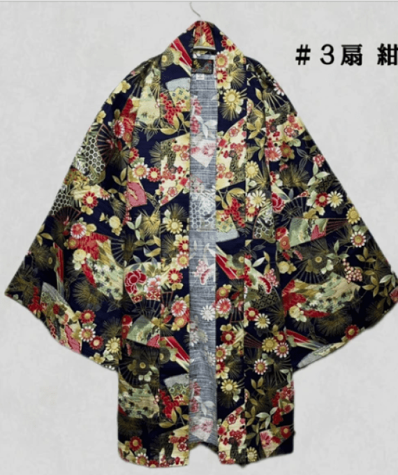 Hanten Traditionnel Japonais Éventails & Fleurs  - Made in japan