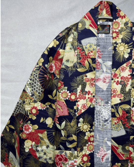 Hanten Traditionnel Japonais Éventails & Fleurs  - Made in japan