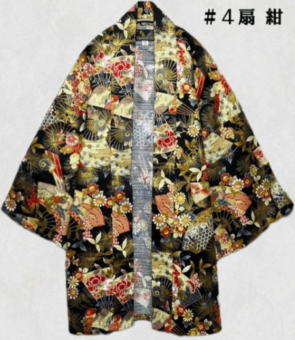 Hanten Traditionnel Japonais Éventails & Fleurs  - Made in japan