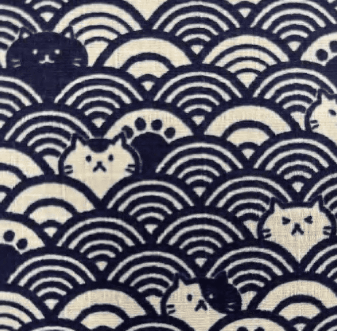 Hanten Traditionnel Japonais Nami Neko Chats & Vagues – Made in Japan