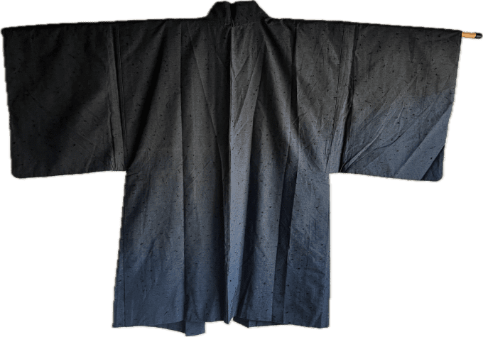 Haori Homme Ancien Soie Sauvage Bleue Duel de Dragon