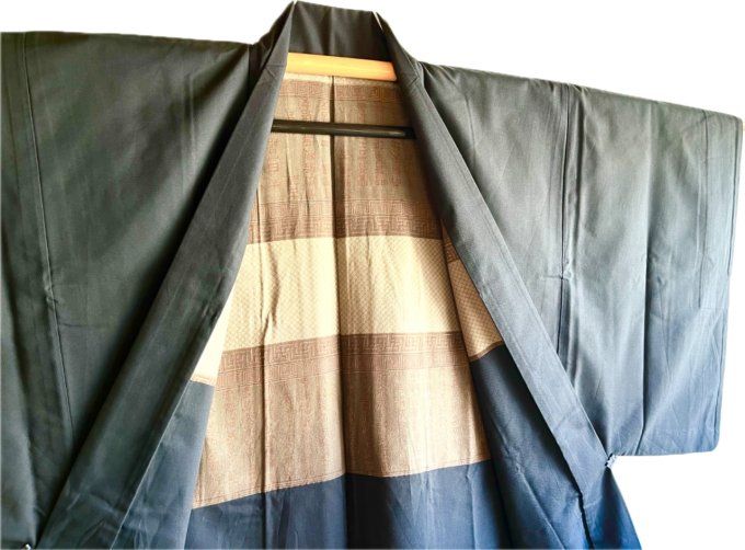 Haori Homme Antique en Soie Noire - Kenkatabami Montsuki - Kanbun Design