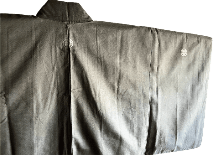 Haori Homme Antique en Soie Noire - Kenkatabami Montsuki - Kanbun Design