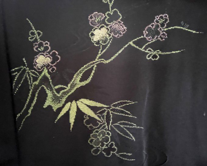 Haori japonais femme soie noire Agehacho Montsuki Shochikubai