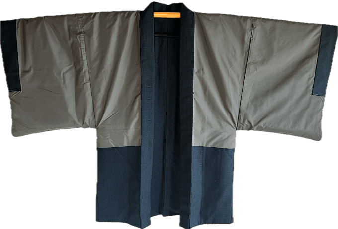Haori japonais homme - soie bleu Tsumugi - Tigre Majestueux 