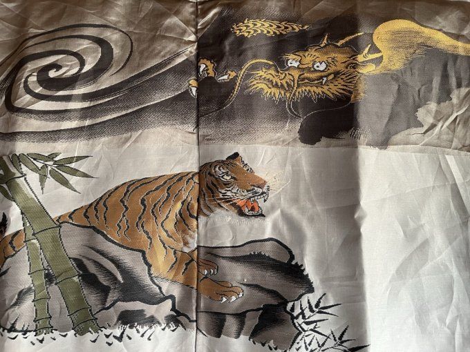 Haori Japonais Homme antique - Agarifuji Montsuki Tigre VS Dragon