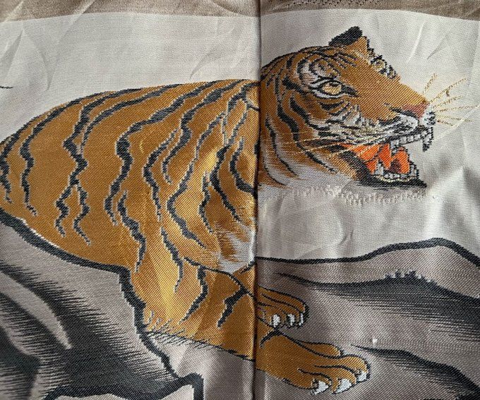 Haori Japonais Homme antique - Agarifuji Montsuki Tigre VS Dragon