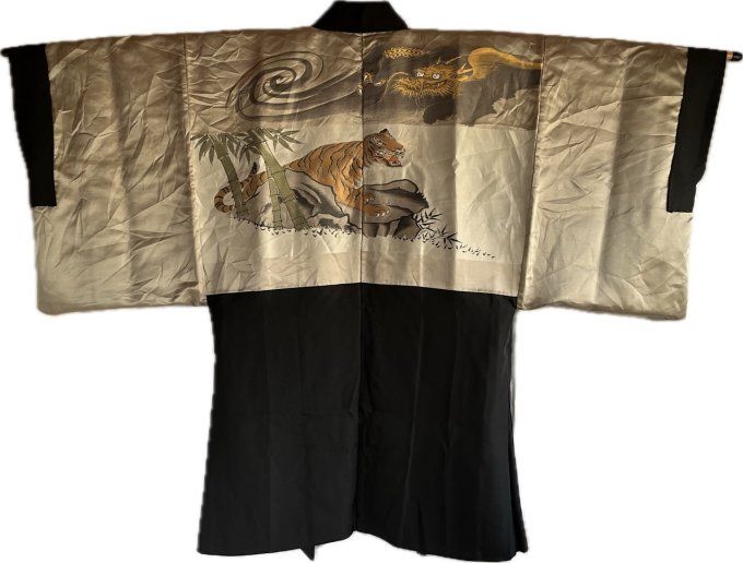 Haori Japonais Homme antique - Agarifuji Montsuki Tigre VS Dragon