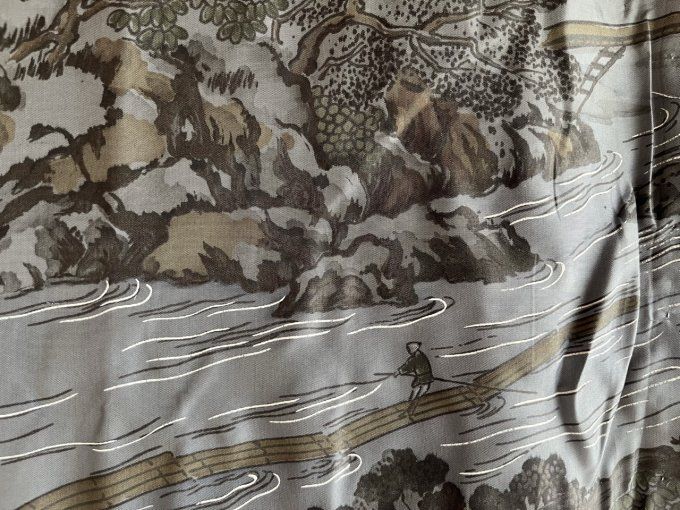 Haori Japonais homme Soie Bleu – Vue du mont Fuji et rivière 