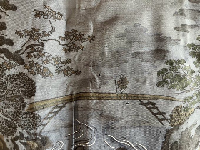Haori Japonais homme Soie Bleu – Vue du mont Fuji et rivière 