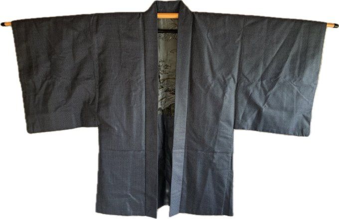 Haori Japonais homme Soie Bleu – Vue du mont Fuji et rivière 