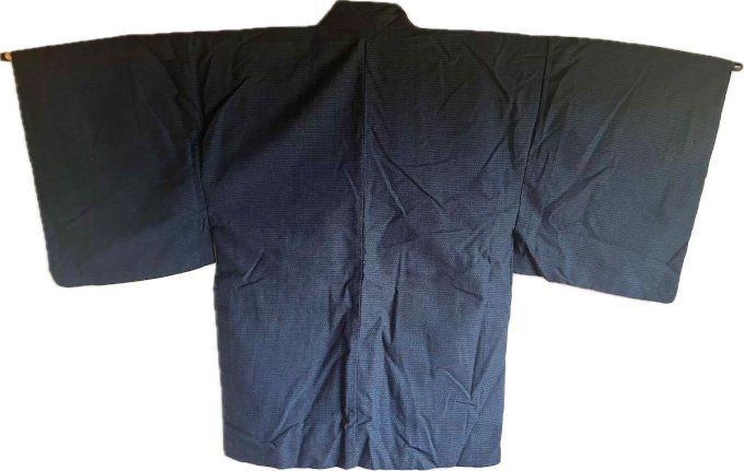 Haori japonais homme soie bleu Tsumugi - Torii Monogatari