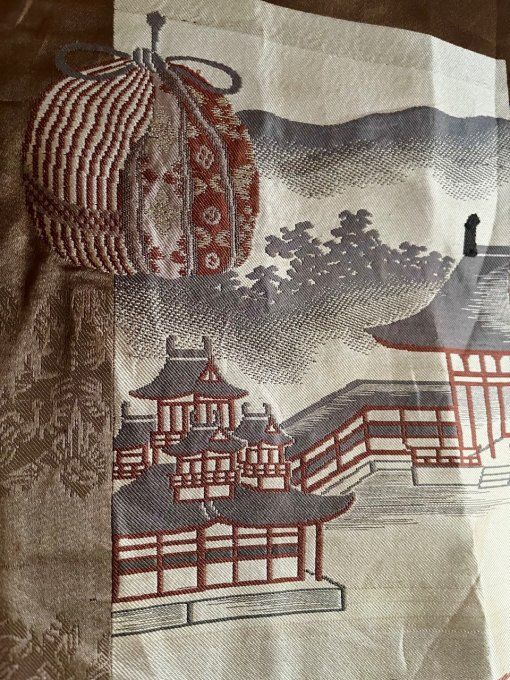 Haori japonais homme soie noire Tachibana Montsuki -Kinkakuji & Jinja Kyoto Japon