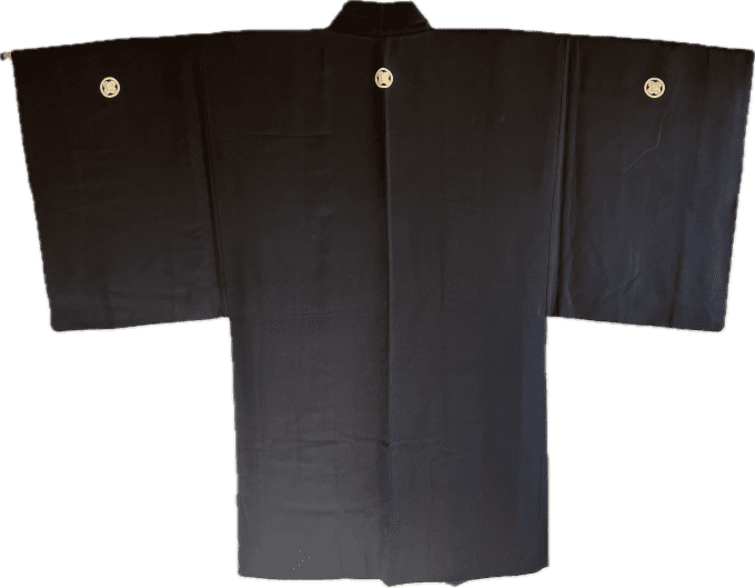 Haori Japonais Homme Soie Noire Takanohane Montsuki– Cérémonie du Thé (Sadō)