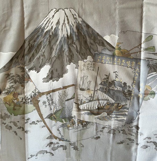 Haori Japonais Homme Vintage – Mont Fuji & Estampes d’Époque (Années 50)