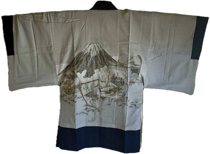 Haori Japonais Homme Vintage – Mont Fuji & Estampes d’Époque (Années 50)