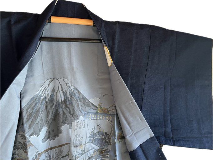 Haori Japonais Homme Vintage – Mont Fuji & Estampes d’Époque (Années 50)
