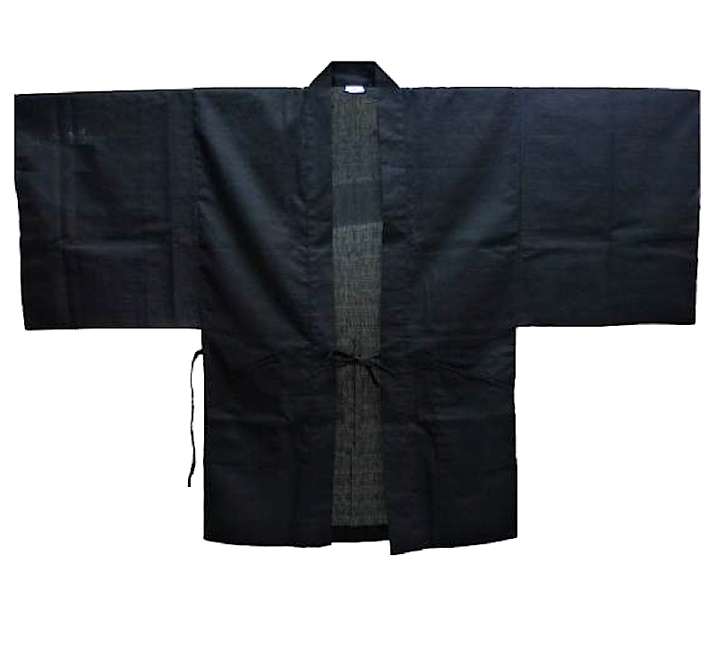 Haori Kimono/Yukata noir coton "Shantung"