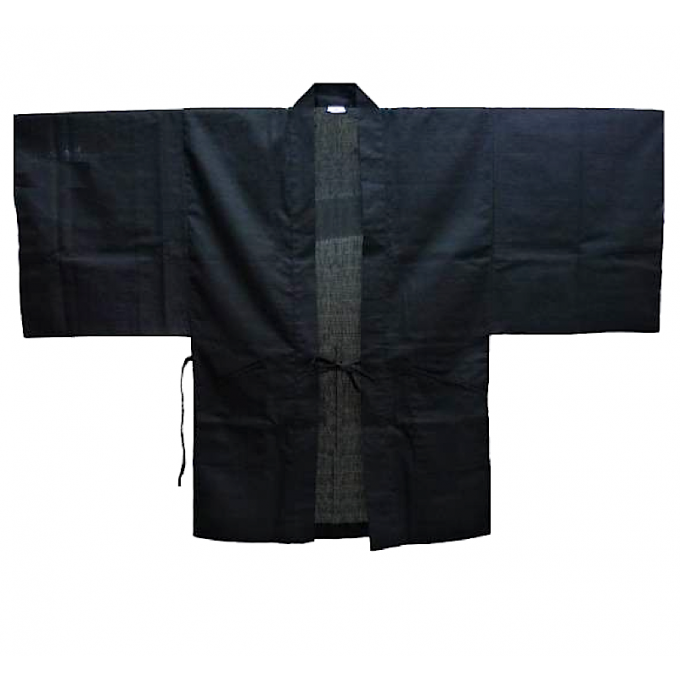 Veste kimono Haori Yukata noir coton "Shantung"