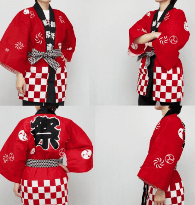Happi Festival – Veste traditionnelle japonaise 3 pièces (M / L) – Bleu ou Rouge