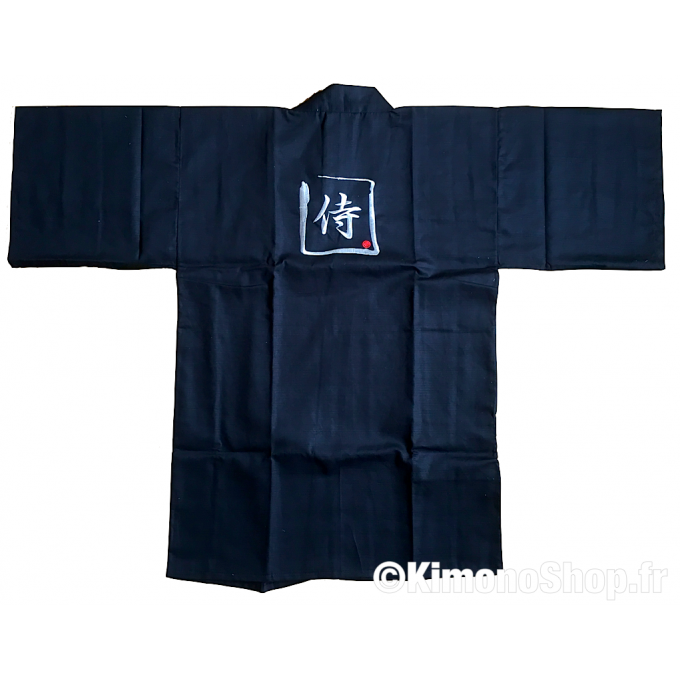 Veste kimono Happi coat samourai coton noir homme 35inch "Made in Japan"  