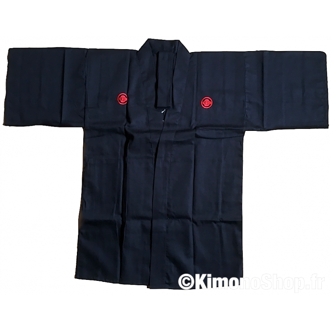 Veste kimono Happi coat samourai coton noir homme 35inch "Made in Japan"  
