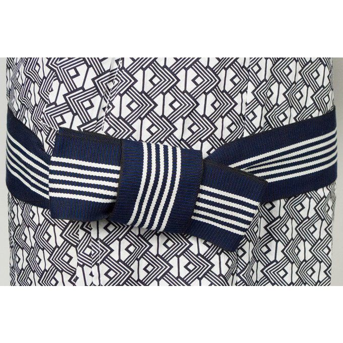 Obi ceinture Yukata coton bleu & rouge 240cm x 7cm