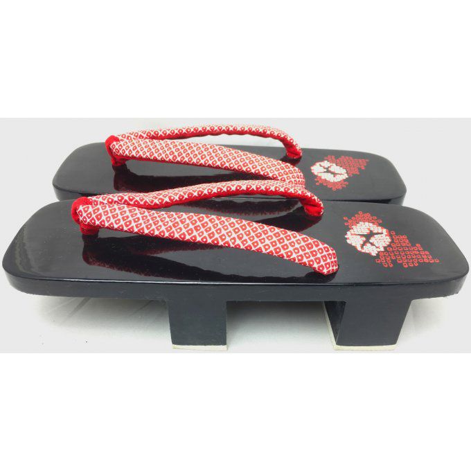 Luxe geta Kuro Yaki Komon 24cm femme "Made in Japan"