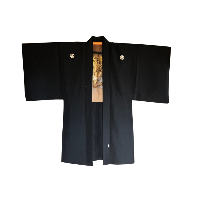 Ancien haori samourai Lion Maruni Mitsu Kashiwa Montsuki homme