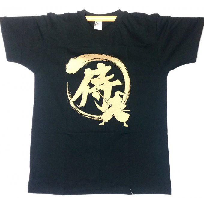 Tee shirt japonais Samourai noir Taille:L "Made in Japan"