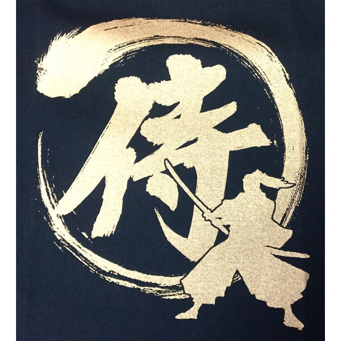 Tee shirt japonais Samourai noir Taille:L "Made in Japan"