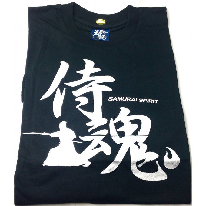 Tee shirt japonais Samurai Tamashi noir Taille:L "Made in Japan" 