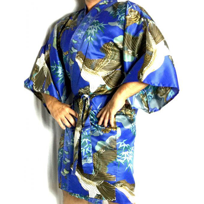 Happi Tora Washi polyester bleu homme "Made in Japan"