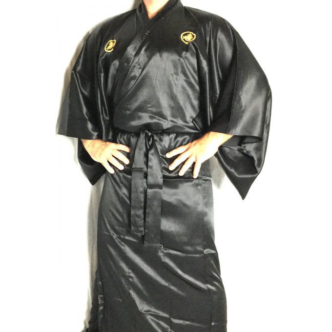 Kimono japonais Kotobuki soie noire homme "Made in Japan"