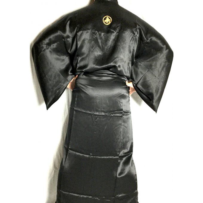 Kimono japonais Kotobuki soie noire homme "Made in Japan"