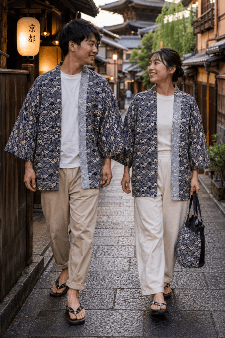 Hanten Traditionnel Japonais Nami Neko Chats & Vagues – Made in Japan