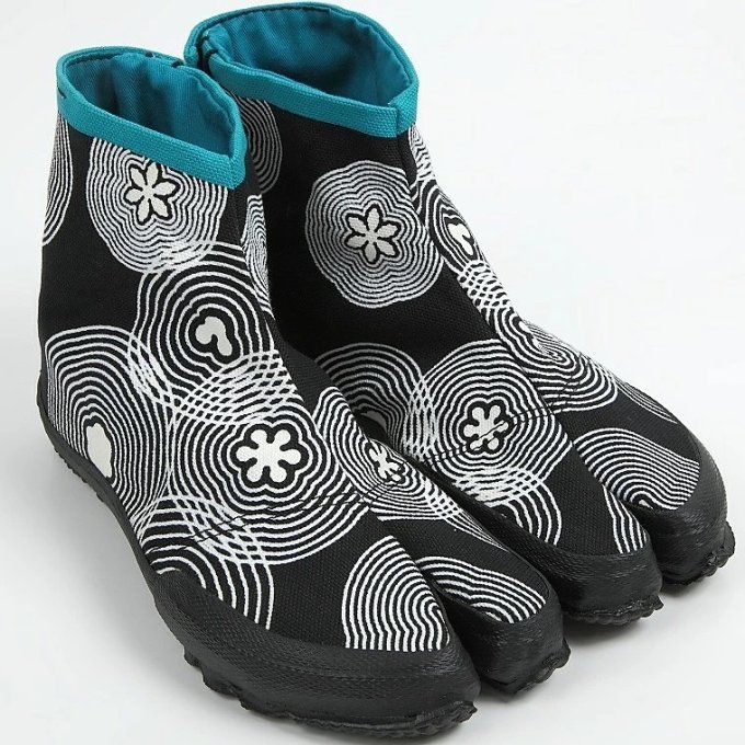 Jikatabi Wamon Noir - Vagues Japonaises 3 Kohaze – Fait Main au Japon