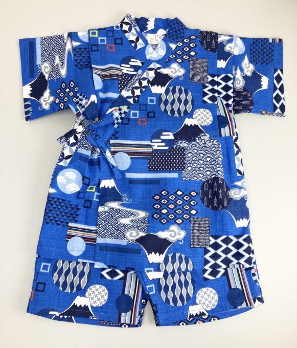 Jinbei japonais Fuji San coton bleu enfant "Made in Japan" 