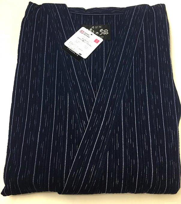 Jinbei Kurume Asakon Chijimi Ori Taira bleu marine  taiile 2L "Made in Japan"