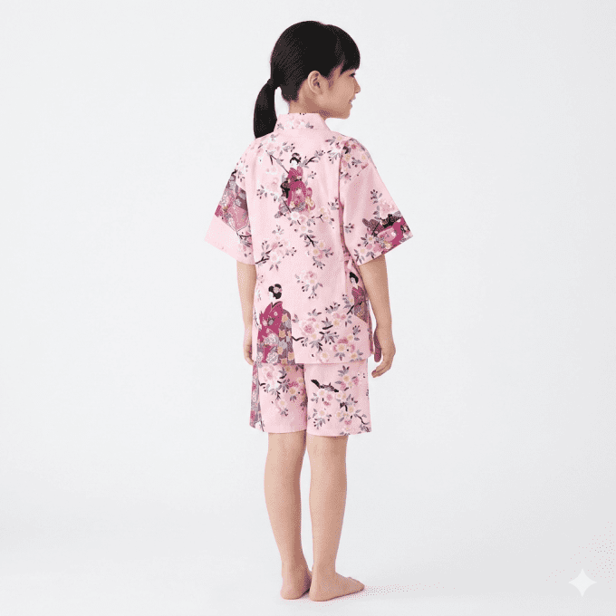 Jinbei Maiko Sakura enfant (fille) "Made in Japan"