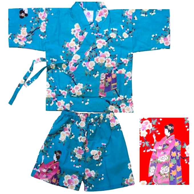 Jinbei Maiko Sakura enfant (fille) "Made in Japan"