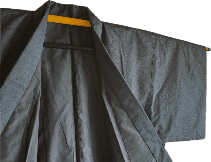 Kimono japonais  homme soie sauvage Tsumugi Indigo Made in Japan