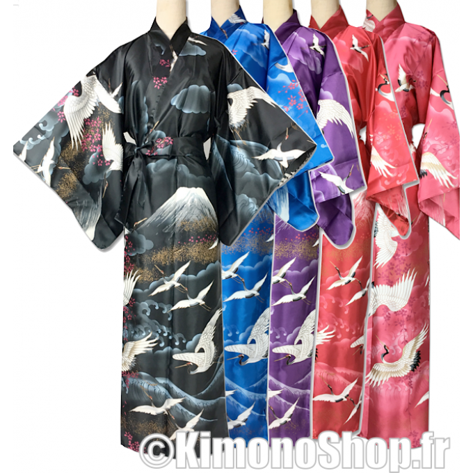 Kimono japonais Fuji San Tsuru polyester femme "Made in Japan"