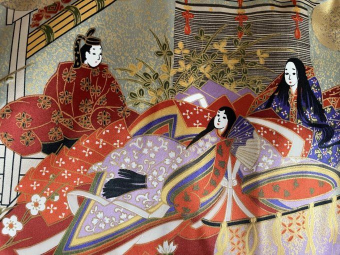 Kimono japonais Goten Moyou polyester femme "Made in Japan"