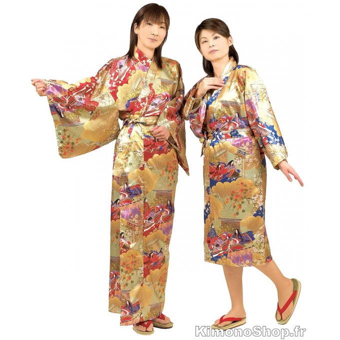 Kimono japonais Goten Moyou polyester femme "Made in Japan"