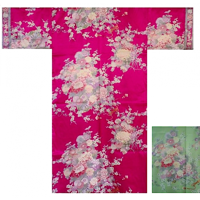 Kimono japonais Hana Guruma polyester femme "Made in Japan"   