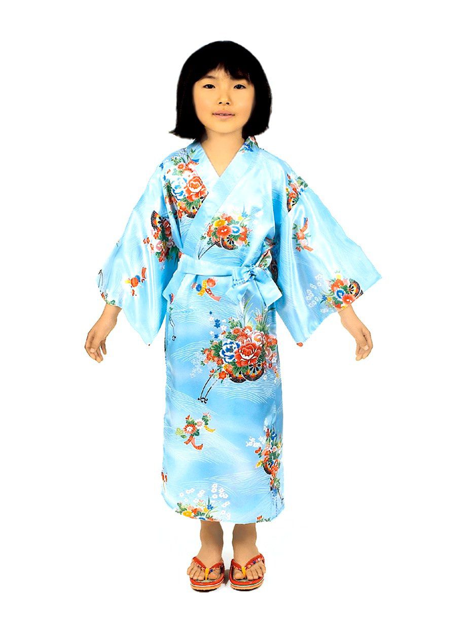Kimono japonais Hanaguruma polyester fille "Made in Japan"